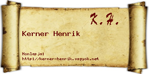 Kerner Henrik névjegykártya